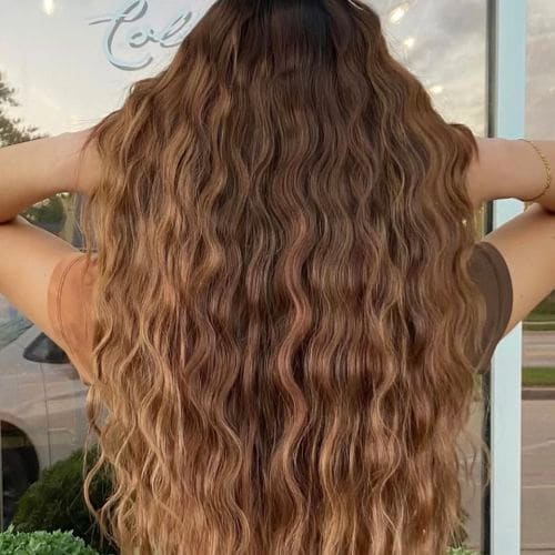 Long golden beach waves