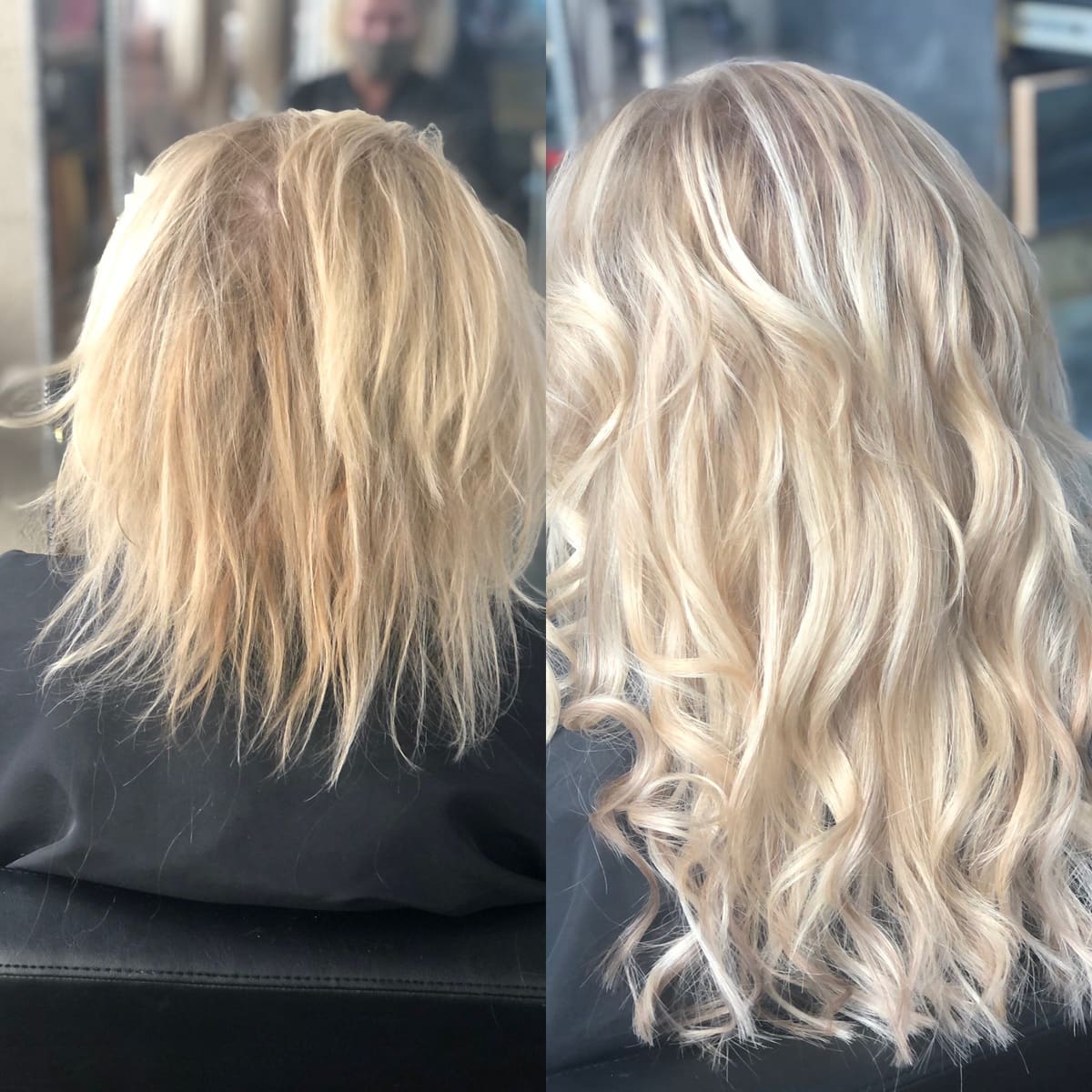 Before and after: extensions add length and fullness