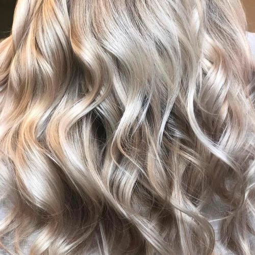 Silver blonde waves, close up