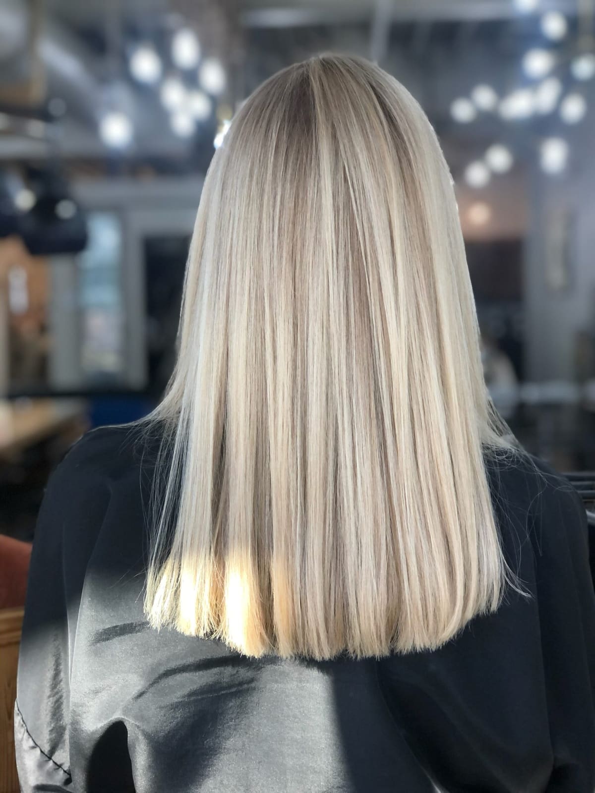 Sleek, straight blonde
